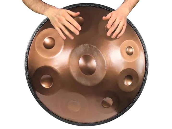 WHOOLEFUN 9 Noten 22 Zoll 440 Hz Stahltrommel, Handpan-Trommelinstrument D Kurd-Moll, Anfänger, Meditation, Yoga, Mit Weicher Hand-Pan-Tasche, Für Professionelle Audioproduktion