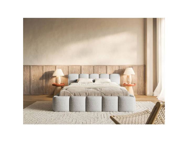 Lit rembourré 120x200 – CLOUDY LOW – Chenille Gris clair