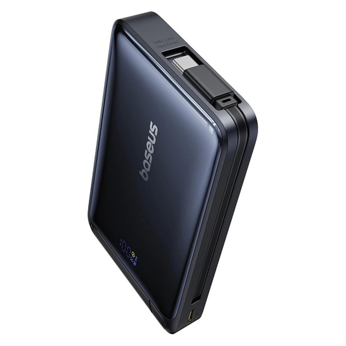 Baseus Nomos 10000mAh 30W Qi2 Power Bank with MagSafe Compatible Stand with Built-in USB-C Cable - Blac... (10000 mAh, 30 W, 36 Wh) (P10078800123-02)