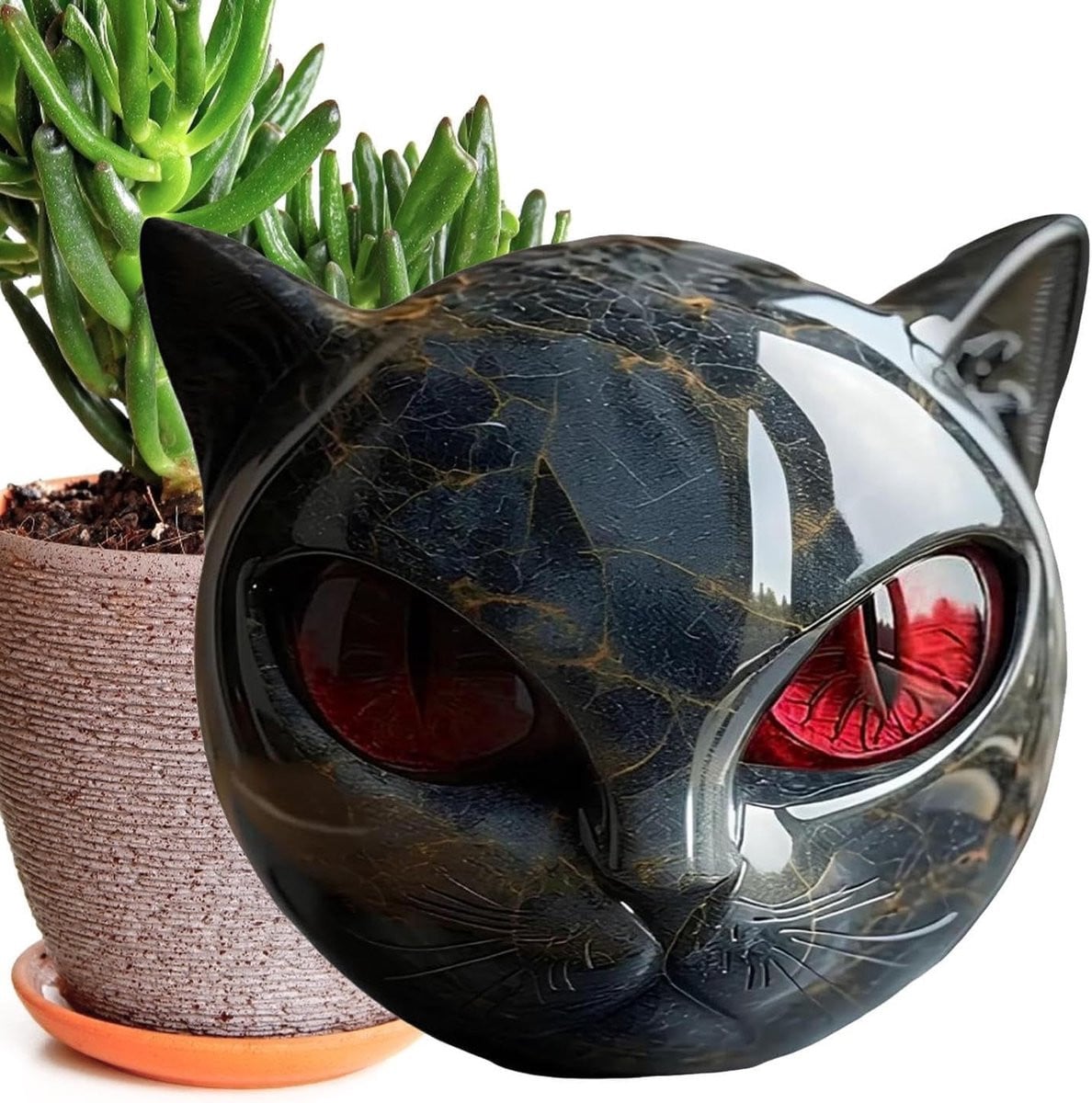 Zwart Kat Beeldje - Hars Kat Sculptuur voor Woondecoratie