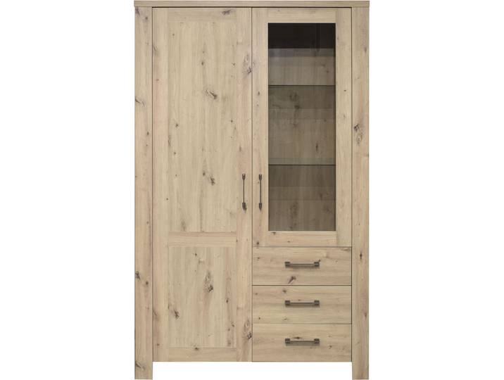 Vitrine MÄUSBACHER, braun (natur), B:114cm H:188cm T:42cm, Holzwerkstoff, Schränke, Vitrine