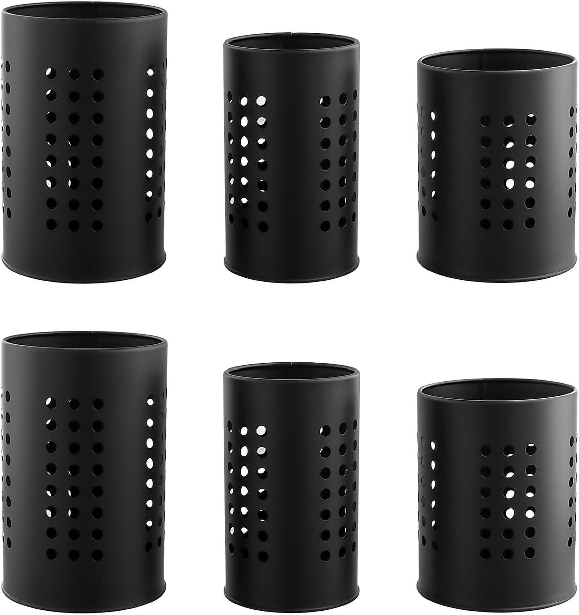 Set van 6 Keukenhulpmiddelenhouders voor het aanrecht - RVS Zwart - Keukenorganizer voor kooklepels en accessoires