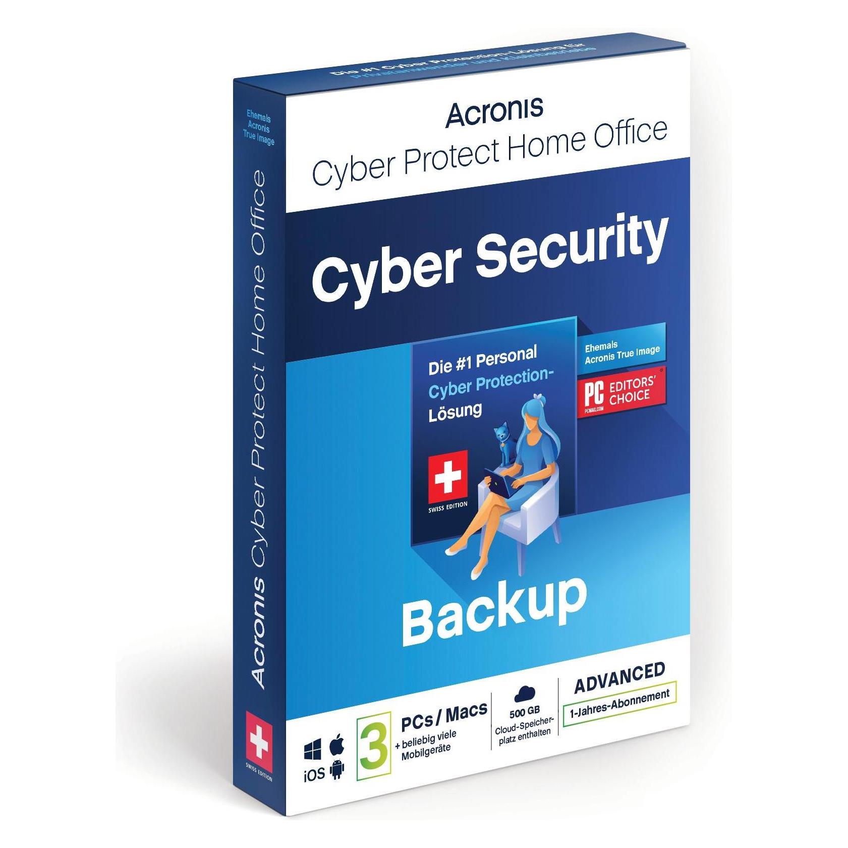 Acronis Cyber Protect Home Office Advanced - 3 Computer + 500GB Cloud Storage - 1 year subsc (3 User, 12 Monate) (HOBBA1EUS)
