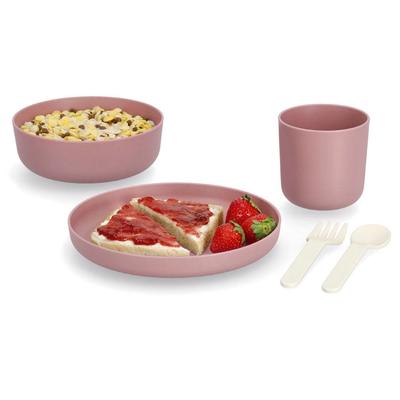 Kindergeschirr-Set ZELLER PRESENT, rosa (rosé), 5 Stk., Geschirr-Sets, (je 1 Teller, Schüssel, Tasse, Gabel, Löffel)