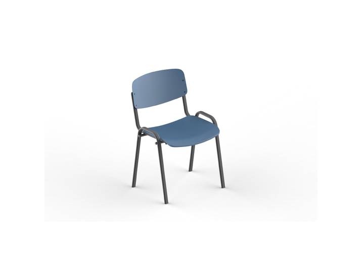 Chaise de réunion Swan piètement noir - Assise et dossier Bleu