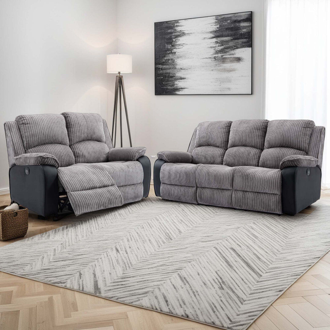 Rosalind Wheeler Electric Reclining Living Room Sets Grey 2
