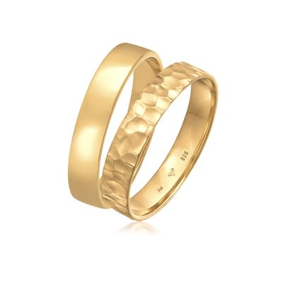 Ring-Set KUZZOI "Kuzzoi Ring Set Basic Gehämmert 925 Silber" Gr. 62, gold, Fingerringe, Herren, 62mm, Silber 925 (Sterlingsilber), 1mm