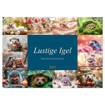 Lustige Igel (Wandkalender 2027 DIN A4 quer), CALVENDO Monatskalender