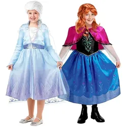 Rubies Die Eiskönigin Anna und Elsa Kostümbox mit 2 Perücken und 2 Kostümen (134, 140)