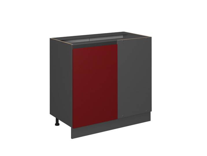 Vicco Eckunterschrank R-Line Rot 86 cm J-Shape, ohne Arbeitsplatte, Rot, Anthrazit, Holzwerkstoff, 1 Fächer, Rechteckig, 86x81.6x46 cm, Küchen, Küchenmöbel, Küchenschränke, Küchenunterschrank