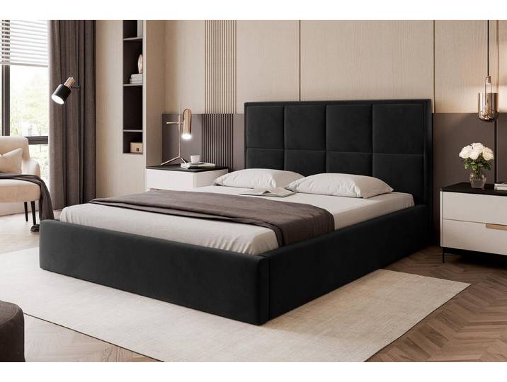 Compleo Polsterbett in Samt Bezug, Klassisch und Elegant Design, Designer Polterbett