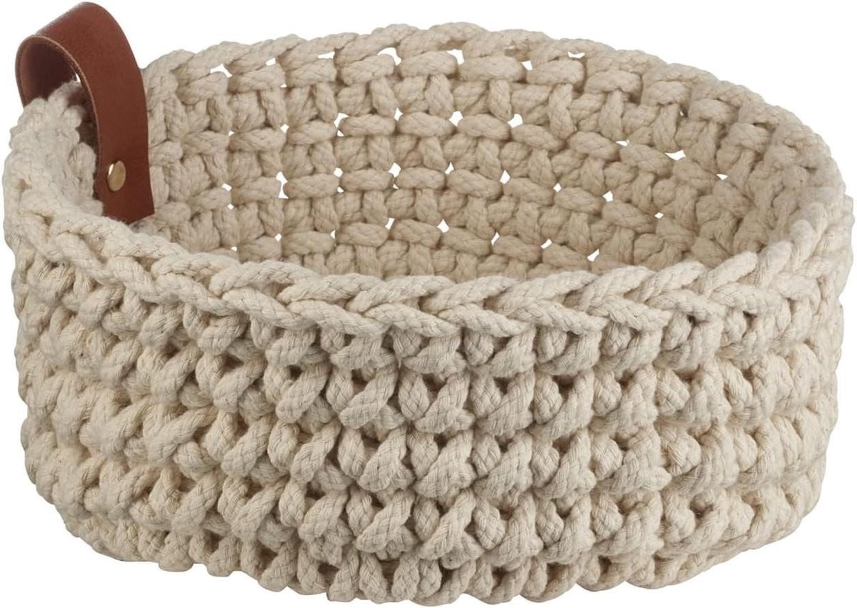 Ecru Gehaakte Broodmand - Handgemaakt Decoratieve Broodmand - Ø 17 cm