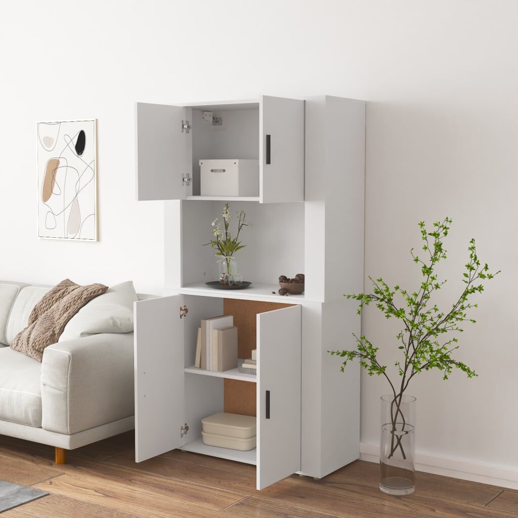 vidaXL Aparador alto madera contrachapada blanco Blanco