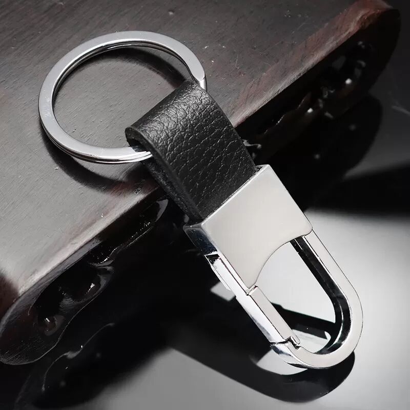 INF Leder Autoschlüsselanhänger für Herren, personalisierter Metall Schlüsselanhänger Geschenk Schwarz
