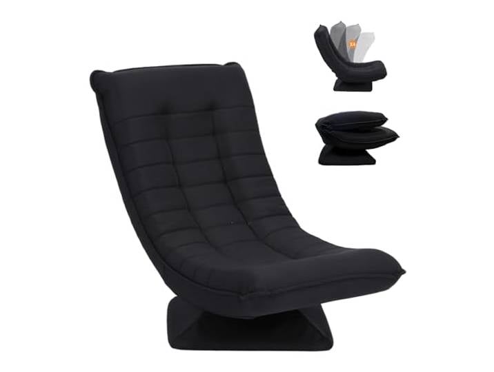 Hoclauho Relaxsessel Bequemer Bodensessel mit 4 Fach Verstellbarer Rückenlehne, 360° Drehfunktion Klappmechanismus, 13 cm Polster, 150 kg belastbar fürs Wohnzimmer Schlafzimmer (Schwarz)