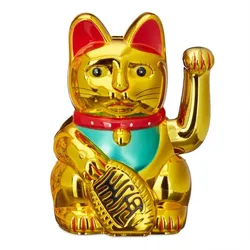 Relaxdays 3x Maneki Neko Winkekatze 16 cm Gold,Rot,Türkis