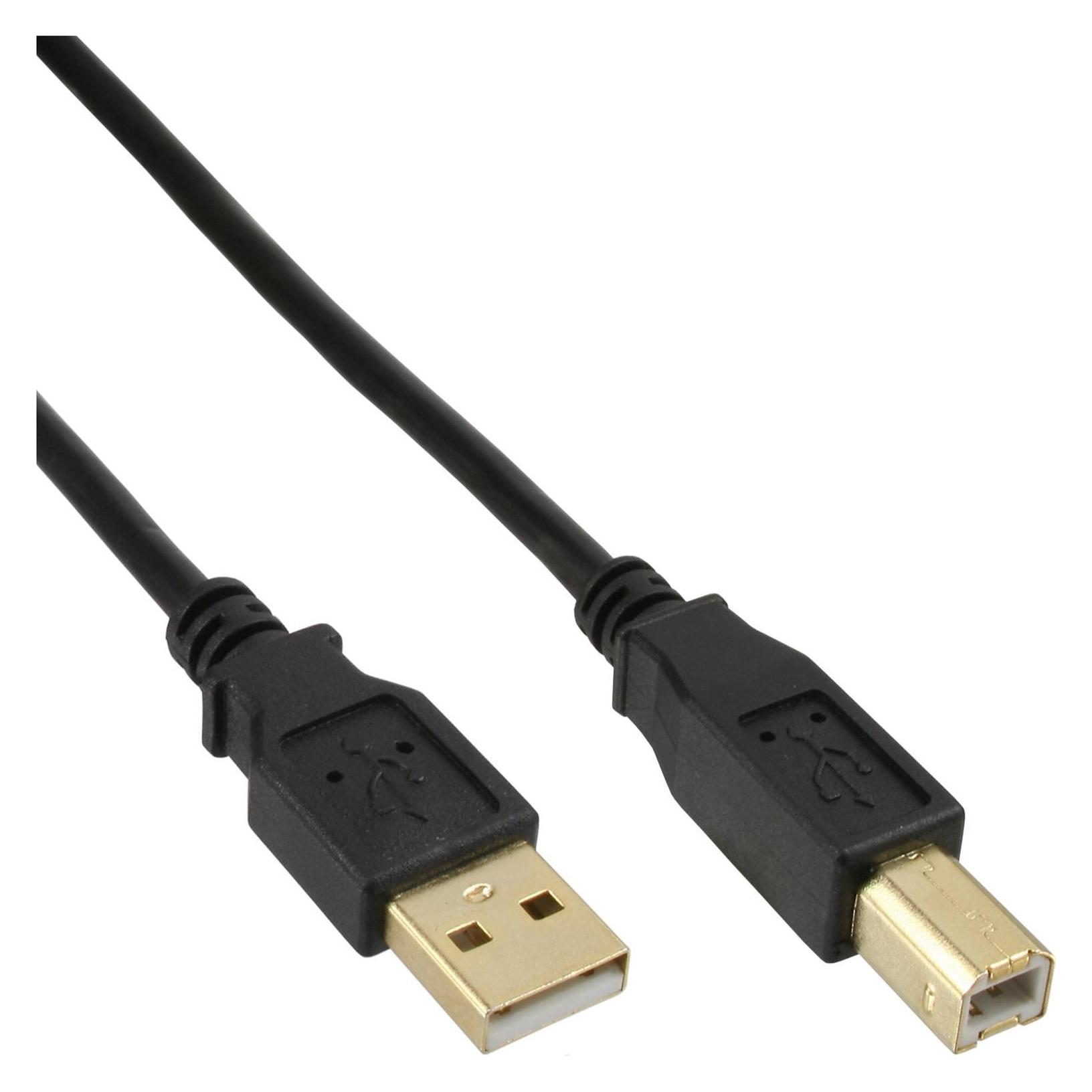 InLine USB 2.0 Kabel, A an B, vergoldet (10 m, USB 2.0) (34550S)
