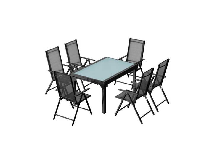 BRESCIA - salon de jardin 6 places extensible en aluminium gris