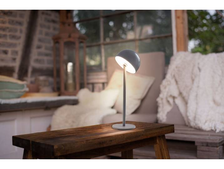 OTTO HOME Tischleuchte Akku Tischlampe GERRIN Indoor Outdoor, magnetischer Flaschenaufsatz , grau, 1, Ø 11cm H: 34,4cm, Leuchten, Pilzlampe Flaschenaufsatz, Regulierung der Lichtstärke, Pilz, Lampe, Tischleuchte