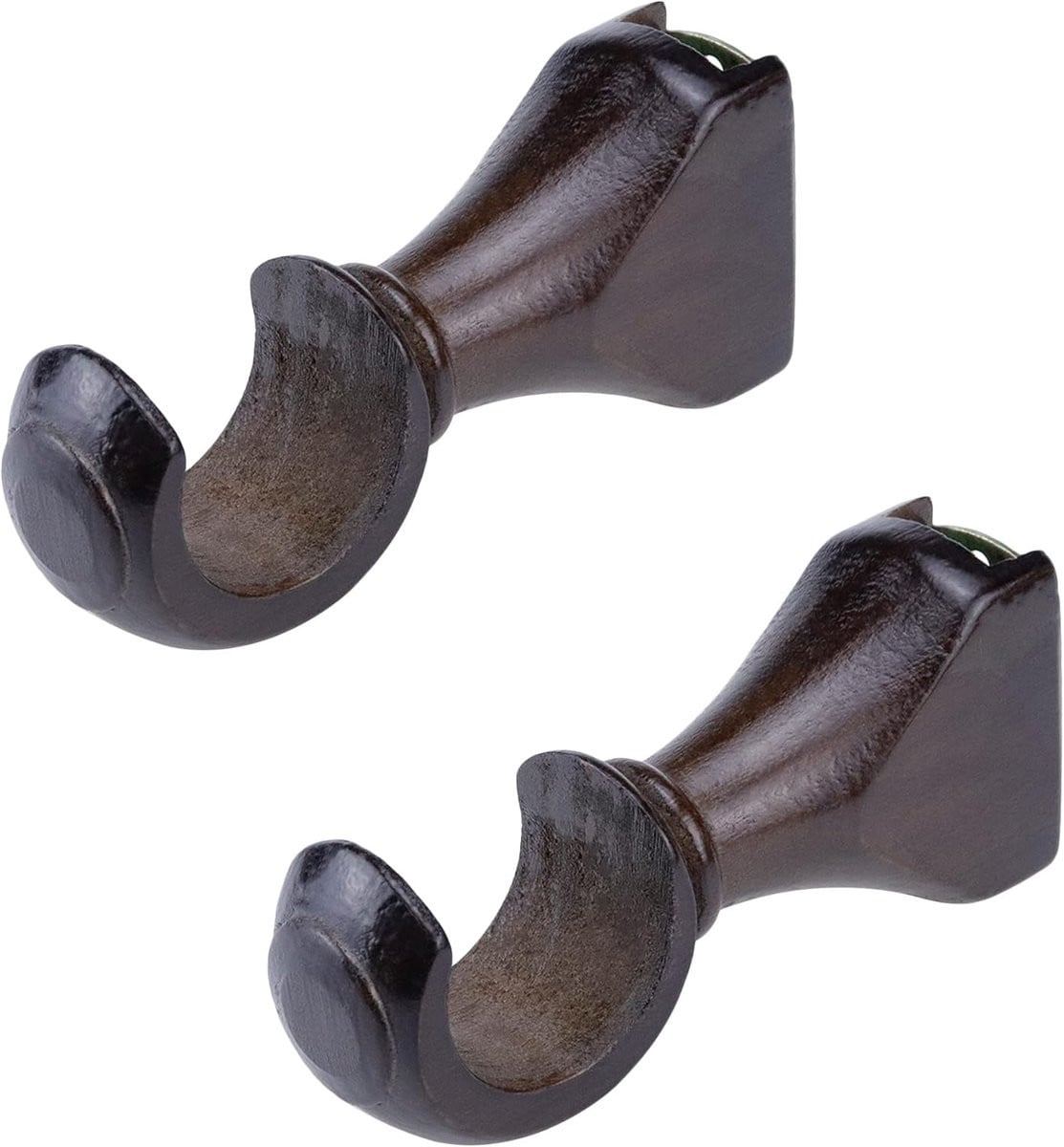 Set van 2 donkerbruine houten gordijnroedebeugels voor muurbevestiging