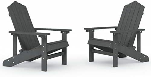 2 Adirondack-Gartenstühle mit hoher Rückenlehne, Camping- und Lehnstühle, wetterfeste Gartenstühle aus HDPE in Anthrazit