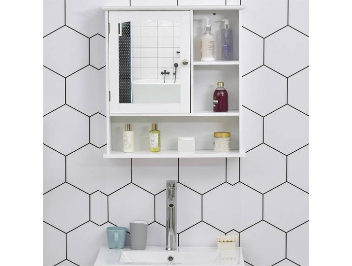 Kleankin-Armoire de salle de bain à miroir mural avec étagère réglable