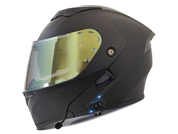 Bluetooth Motorradhelm Motorrad Klapphelm Modularer Helm mit Doppelvisier, ECE Genehmigte Kopfhörer für Automatische Antwort, Vollvisierhelm für Erwachsene Männer Frauen, S-XXL