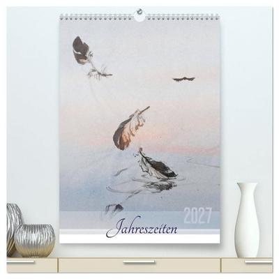 Jahreszeiten in Stil japanischer Malerei - Kunst (hochwertiger Premium Wandkalender 2027 DIN A2 hoch), Kunstdruck in Hochglanz