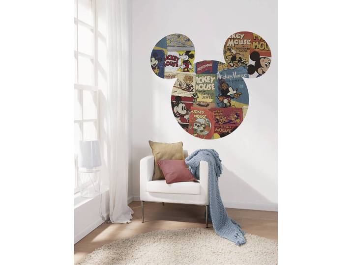 Vlies Fototapete Mickey Head Billboard 127 x 127cm Multicolor