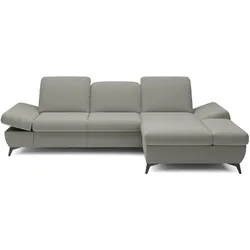 ECKSOFA FELICE R-S Grau Geflochtener Stoff mit Schlaffunktion