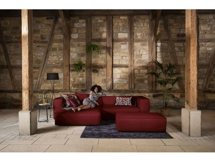 Ecksofa, Longlife Xtra-Leder, Ruby Rot, 300×164 cm, Elegant & Modern, W.SCHILLIG