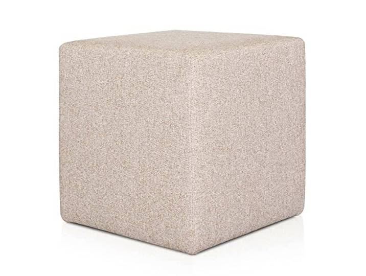 Deshome Pouf hocker Fußstütze 43x43x44 cm Wasserabweisender Stoff: Modernes Design Pouf für Sofa Wohnzimmer Schlafzimmer, Puff hocker, Pouffe Minerva Beige