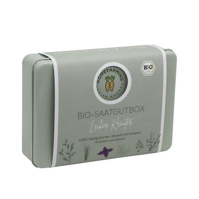 Bio-Saatgutbox Kräuter in Weißblechdose