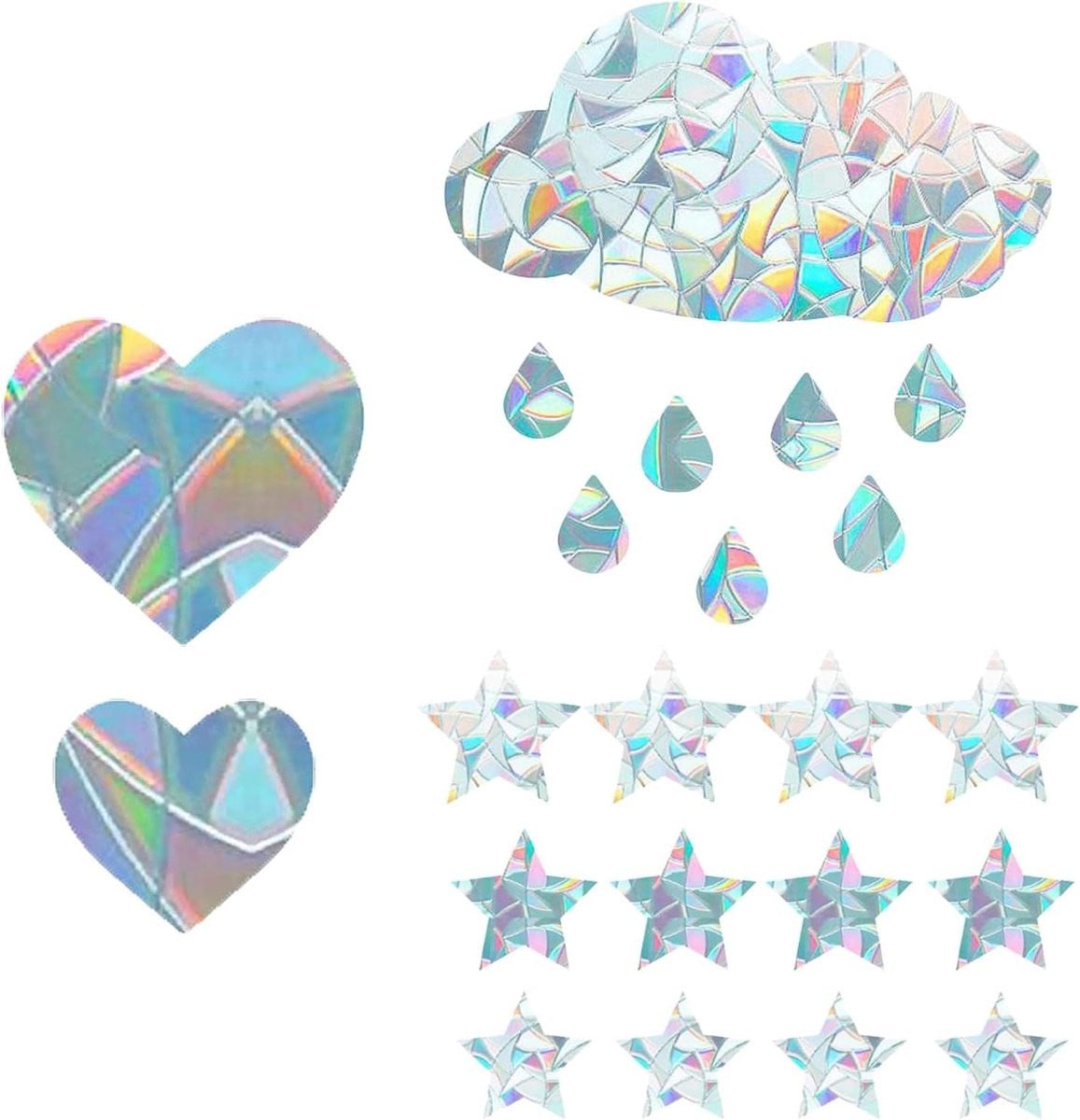 Raamstickers Regenboog - 22 stuks - Decoratieve Vogelbescherming met Prisma Effect - Blauw