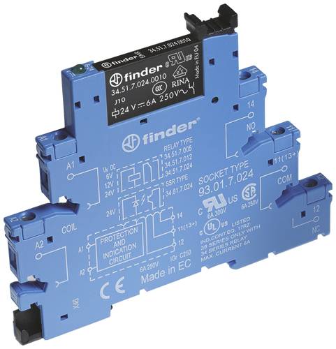 Finder 38.51.0.012.5060 Koppelrelais 12V DC/AC 6A 1 Wechsler