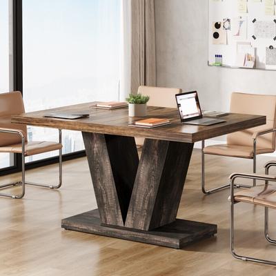 BLUEBELL 47-Inch Wooden Executive Desk with Heavy Duty Pedestal, Farmhouse Office Computer Desk for Home Office