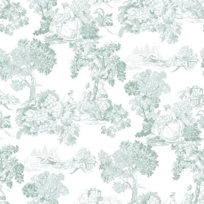 Galerie Wallcoverings Blooming Garden Collection Toile Garden Matte Finish Vinyl on Non-woven Wallpaper Roll