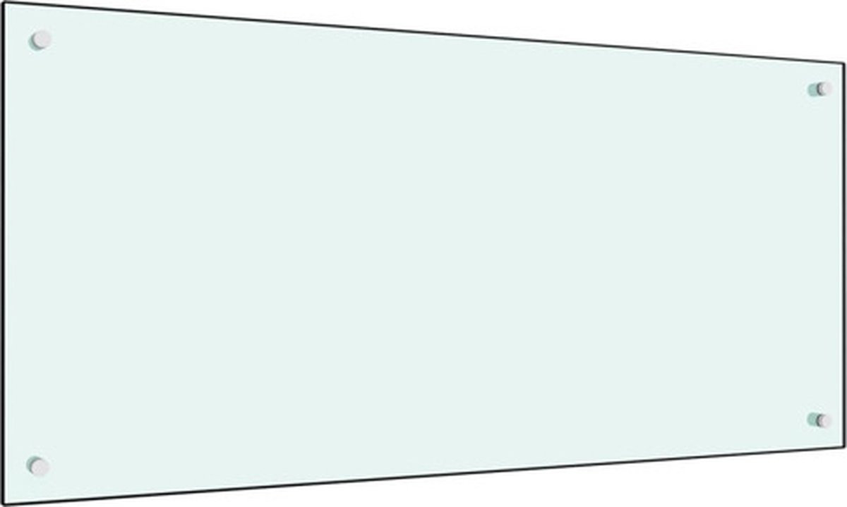 vidaXL Spatscherm voor de keuken - Gehard glas - Melkwit - 100 x 50 cm