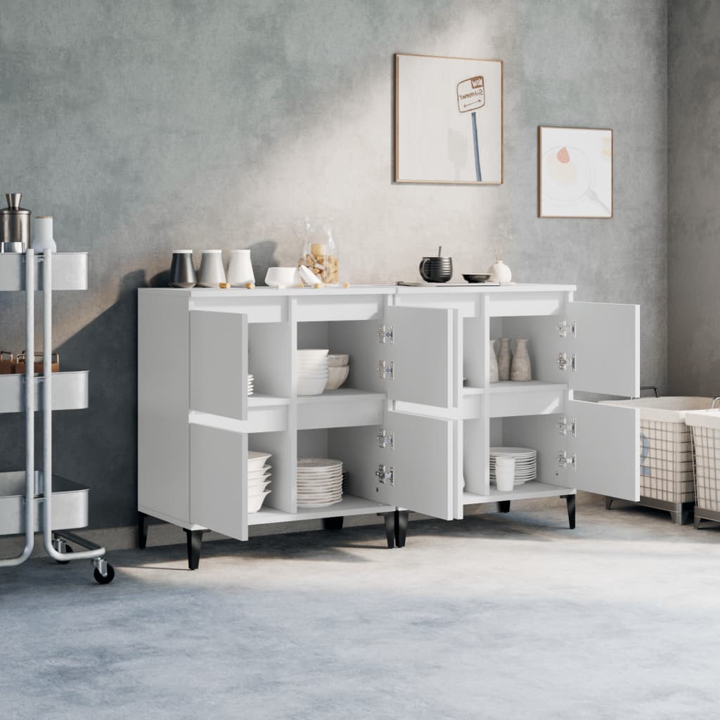 vidaXL Buffets 2 pcs blanc 60x35x70 cm bois d'ingénierie