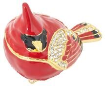 "Saro Lifestyle Jeweled Red Cardinal Trinket Box with Hinged Lid - Decorative Bird Jewelry and Keepsake Box - 2"""