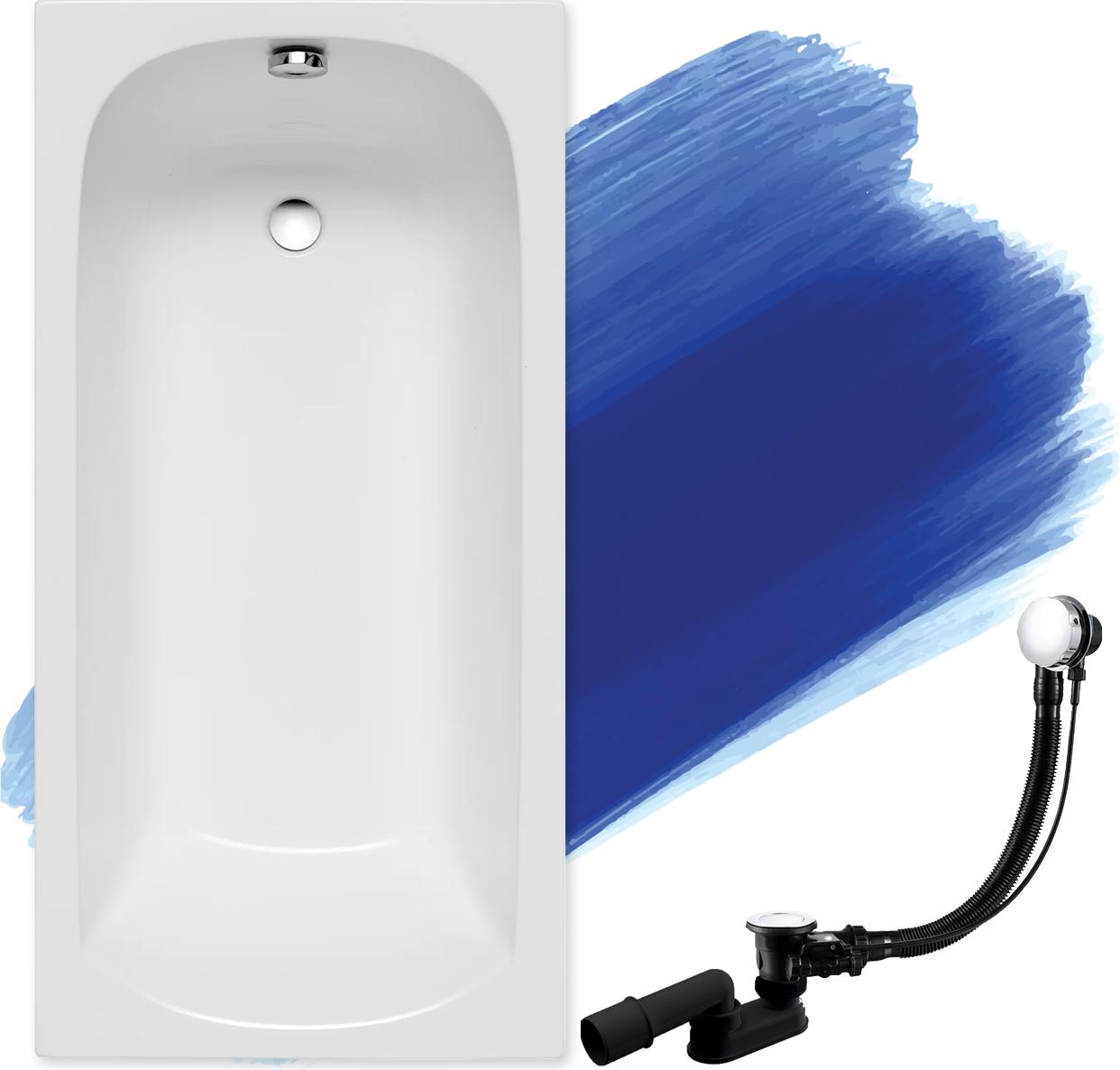 BADLAND Badewanne Rechteck Classic 150x75 mit Ablaufgarnitur und Füßen GRATIS ohne Verkleidung