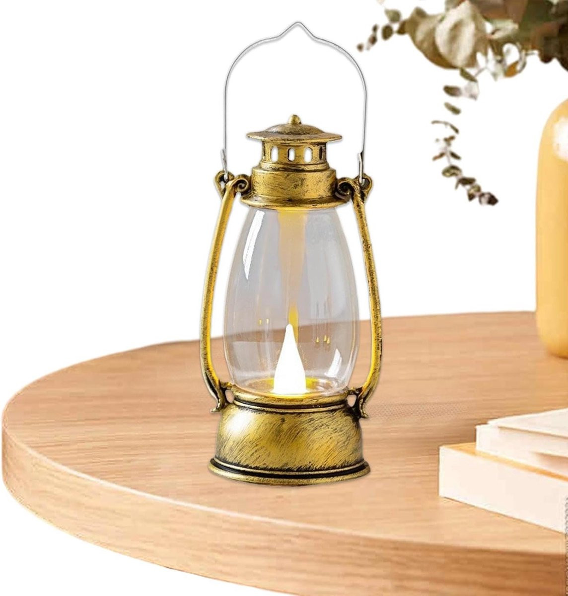 Vintage Lantaarn Led Stormlamp Brons Hoogte: 13,3 cm