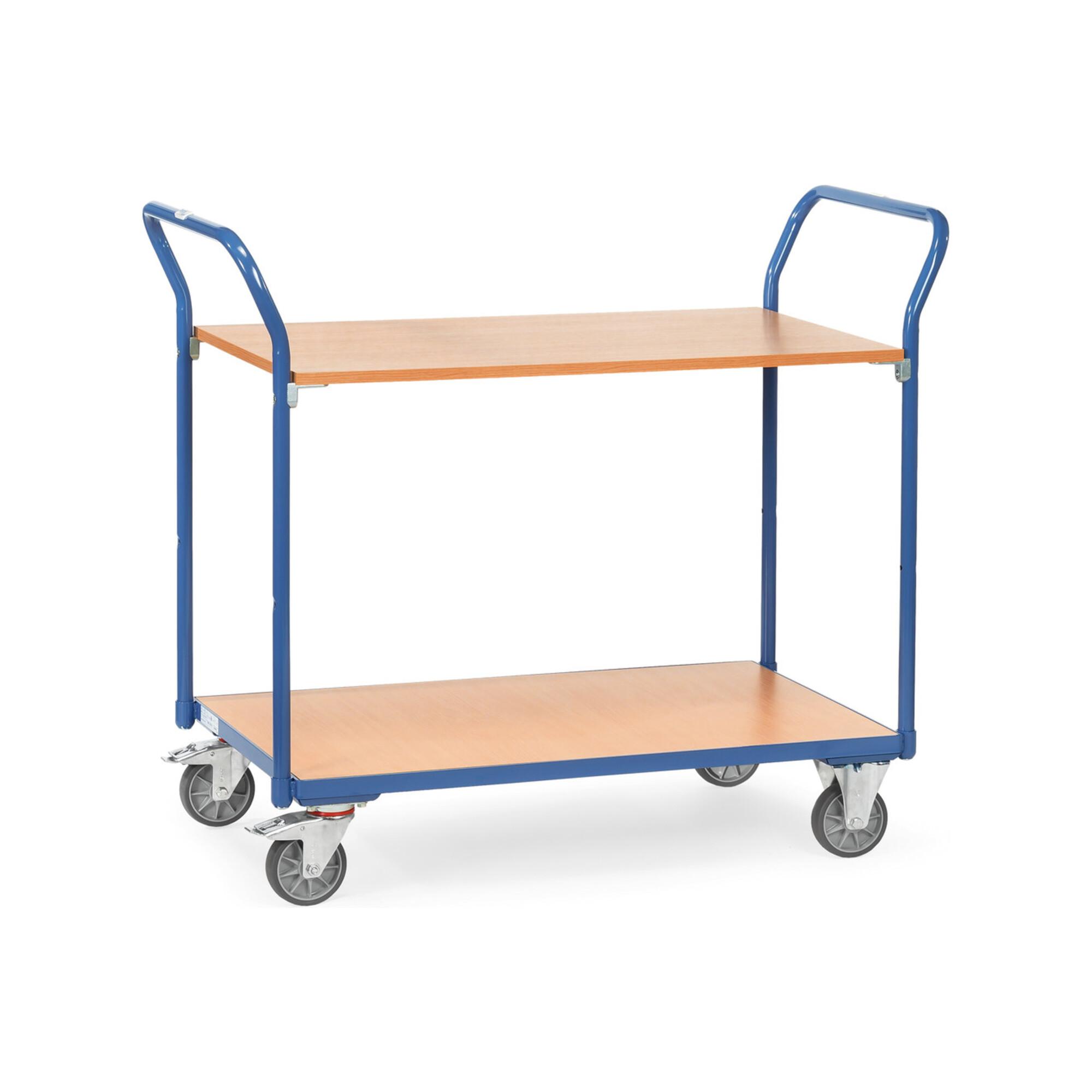 fetra Tischwagen 1600, Tragkraft 200kg TPE-Reifen, 2 Etagen, 2 Schiebebügel)