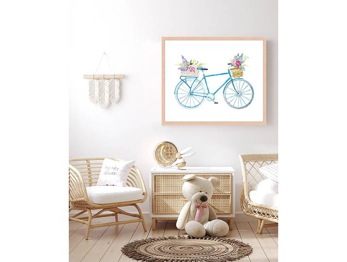 Tableau déco Bicycle With Flowers 53 x 63cm Multicolore