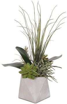 Jenny Silks Artificial Succulent in Geometric Stone Pot - 13W x 7D x 20H
