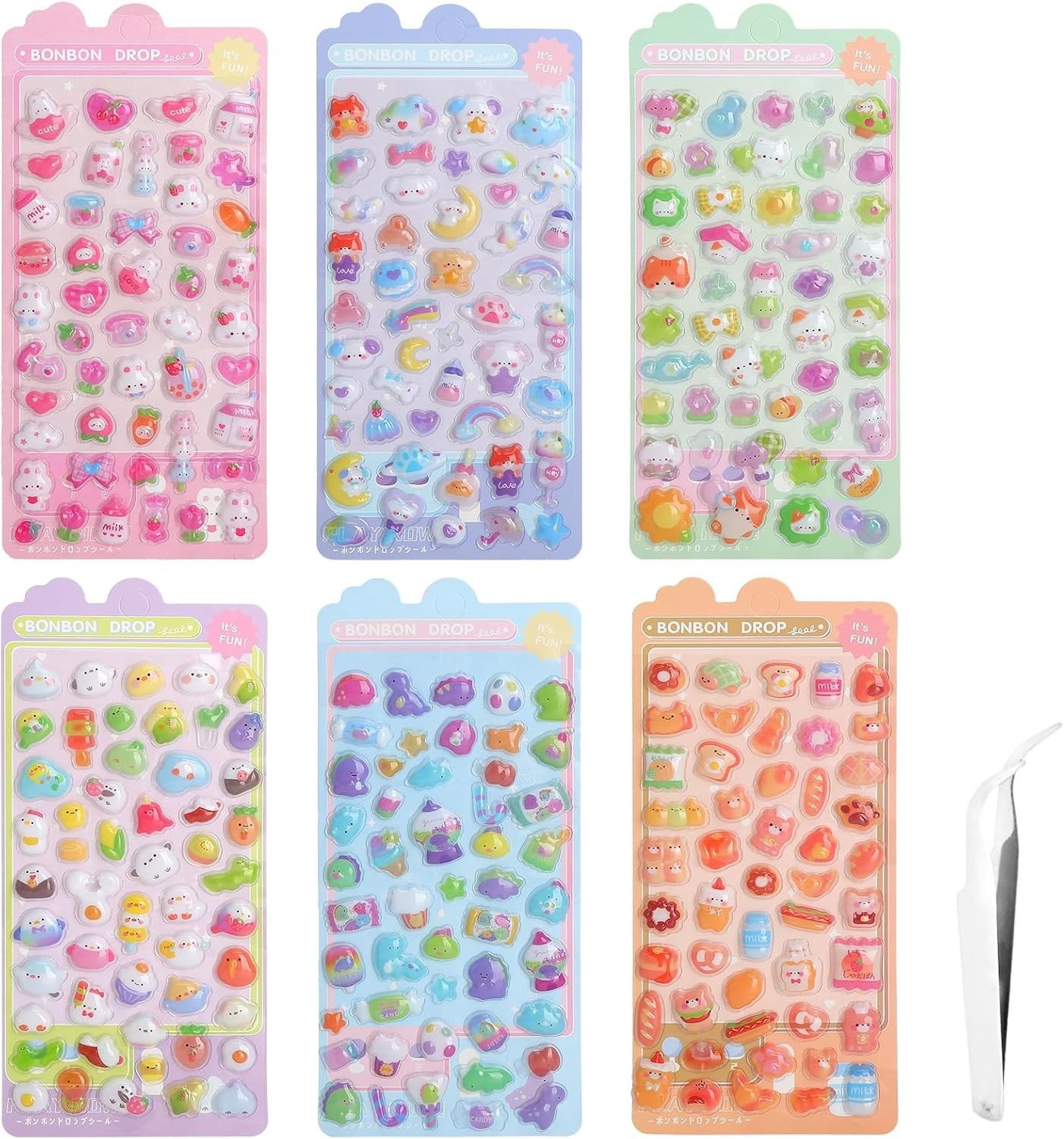 Set van 3D Dier Stickers met Mini Kawaii Puffy Design voor Kinderen, Waterdichte DIY Decoratie voor Knutselen