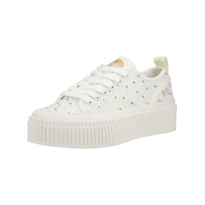 Plateausneaker BUFFALO "Buffalo Sneaker Textil", Damen, Gr. 40, weiß (weiß, gold), Textil, Schuhe Plateausneaker