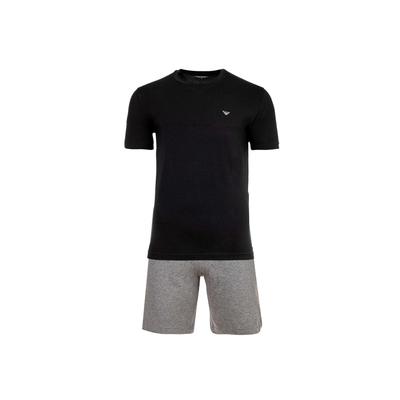 Schlafanzug EMPORIO ARMANI "Pyjama Endurance 1er Pack", Herren, Gr. M, schwarz (schwarz, grau), Obermaterial: 95% Baumwolle CO. 5% Elasthan EL., Homewear-Sets Schlafanzug