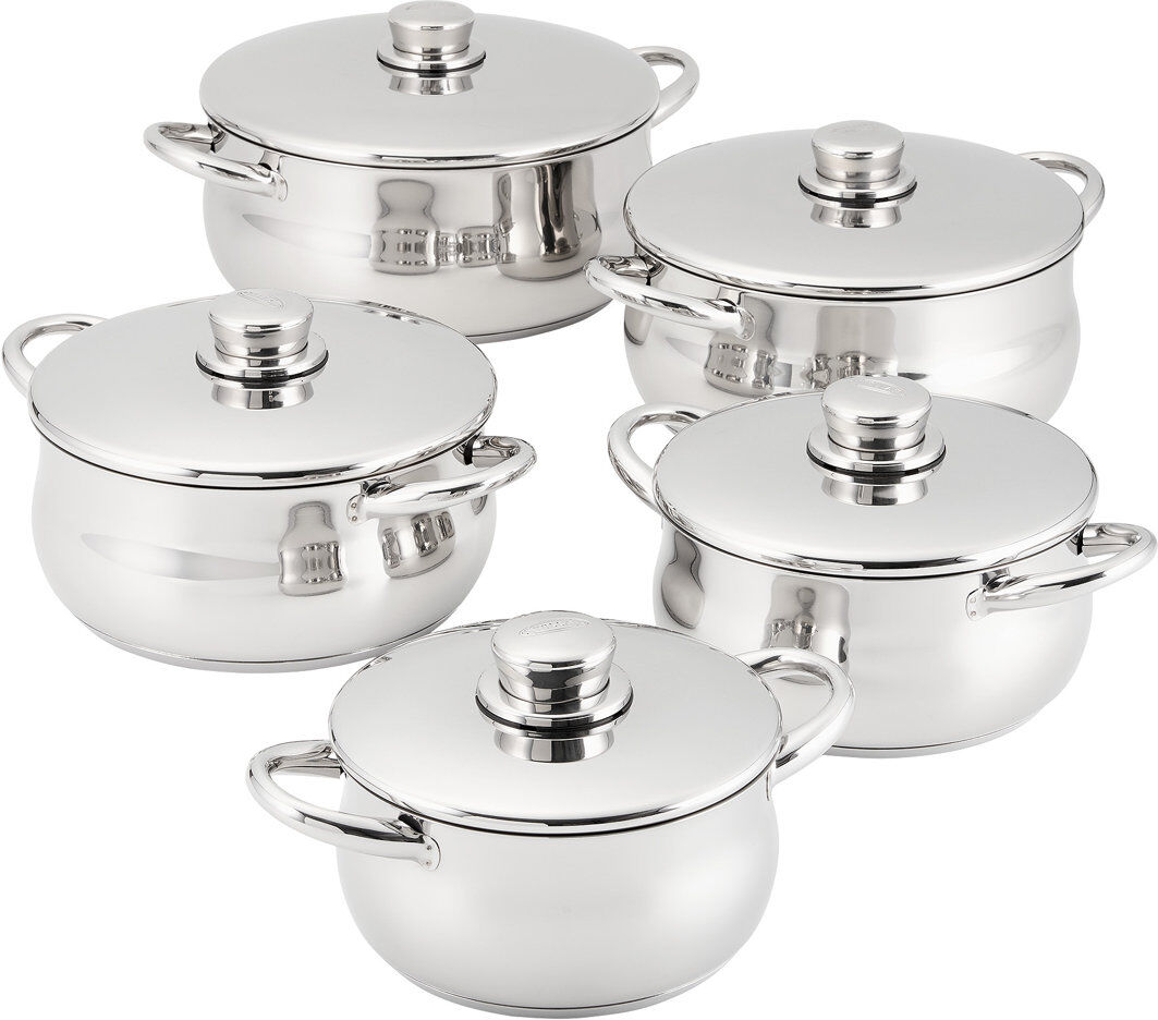 Stellar 1000, 5 Piece Stainless Steel Casserole Set, 16/18/20/22/24cm casseroles Chrome;Silver 2L