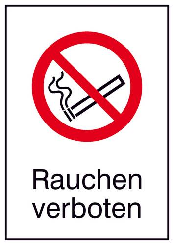 Verbotsschild Rauchen verboten Aluminium (B x H) 210mm x 297mm ISO 7010 1St.